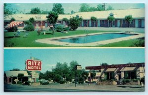 LITTLE ROCK, Arkansas AR ~ Roadside RITZ MOTEL Pool 1950s-60s  Postcard