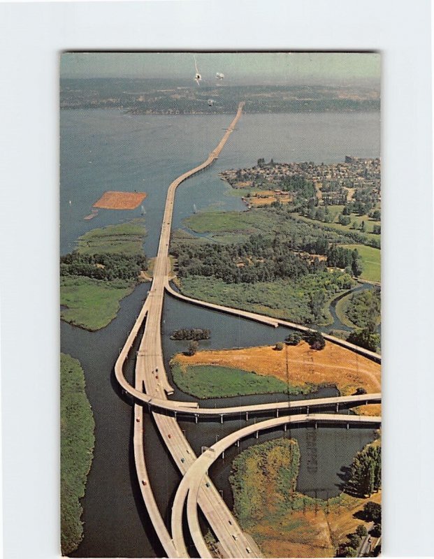 Postcard World's Longest Floating Bridge, Seattle, Washington