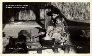 Native Americana Seminole Indians Cooking West Palm Beach FL SIMPSON RPPC