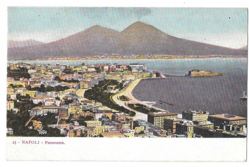 Italy Napoli Panorama Vesuvius Sea Port Campania Postcard