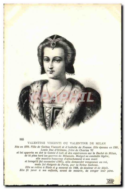 Old Postcard Valentine Visconti Or Valentine From Milan