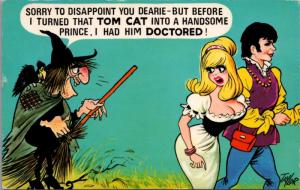 Witch Big Boobs Cinderella Prince Comic Humour Unused Bamforth #39 Postcard D40