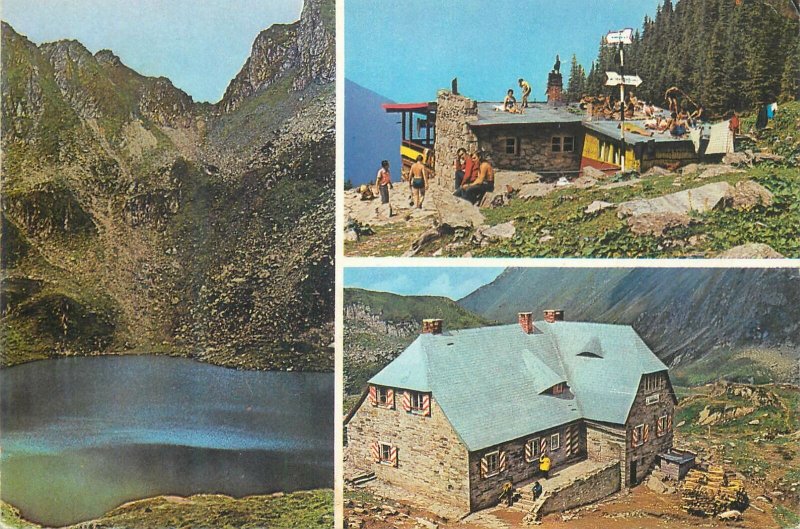 Postcard Europe Romania RPR Carpathian mountains multi view Fagaras peak