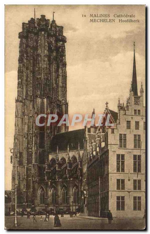 Old Postcard Mechelen Cathedral