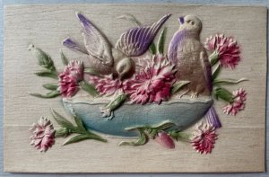 Vintage Victorian Postcard 1901-1910 Greetings - Embossed/Pressed Paper Bird