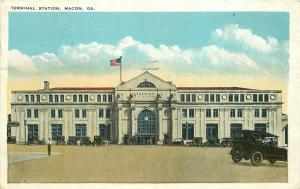 Autos 1936 Terminal Station Macon Georgia Postcard Tichnor 4384