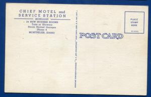 Chief Motel Service Station Montpelier Idaho id linen postcard