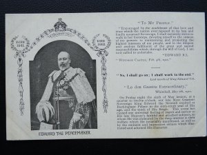 Royalty H.M.KING EDWARD Vll - TO MY PEOPLE Edward The Peacemaker c1910 Postcard 