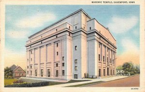 DAVENPORT, IA Iowa  MASONIC TEMPLE~Fraternal Order  1954 Curteich Linen Postcard