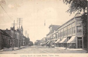 Tipton Iowa looking South on Cedar Street antique pc DD7341