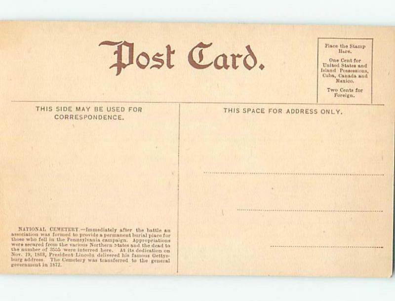 Divided-Back MONUMENT Gettysburg Pennsylvania PA HJ8122