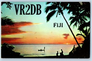 Fiji Postcard VR2DB QSL Ham Radio Evening Shades 1957 Vintage Posted
