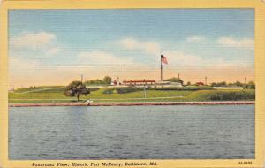 HISTORIC FORT McHENRY MARYLAND~PANORAMIC VIEW POSTCARD 1949