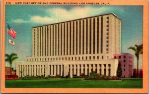 New Post Office and Federal Building Los Angeles California CA Linen Postcard B3