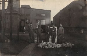H91/ Occupational RPPC Postcard c1910 Brick Factory Workers Overalls 77 