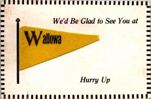 Postcard Felt Pennant Flag Wallowa, Oregon Travel Advertising Greetings