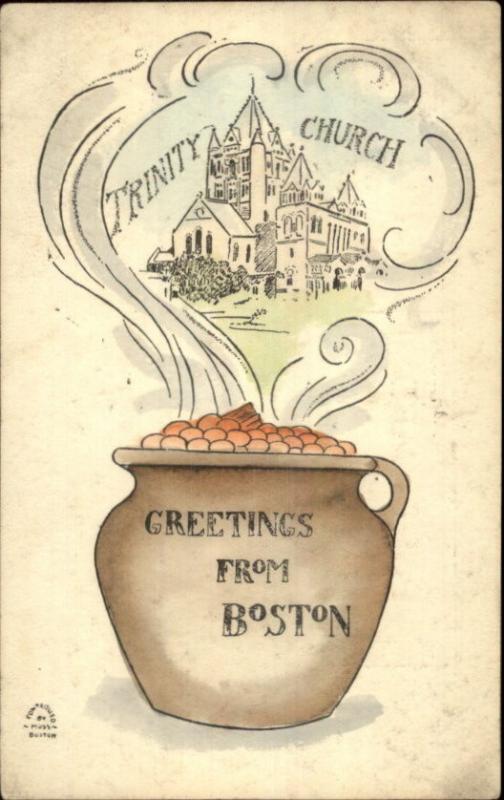 Boston MA Bean Pot Series Trinity Church c1910 Postcard