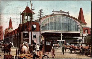 Postcard Old Union Railroad Train Station Atlanta GA 1910s Horse Buggy KJ5