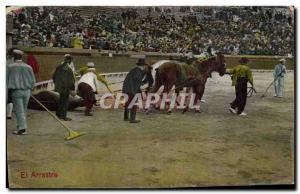 Postcard Old Bull Bullfight El arrastre