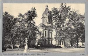 Rockville Indiana Parke Court House Street View Antique Postcard K83095