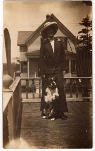 RPPC, Woman with Her Dog