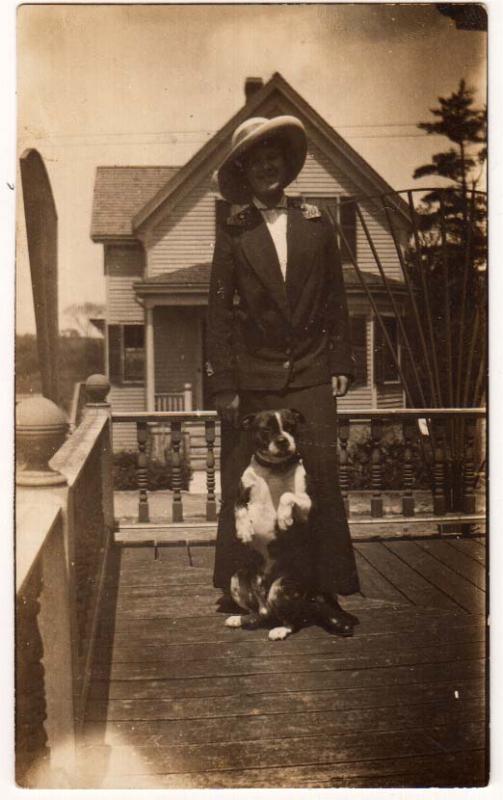 RPPC, Woman with Her Dog