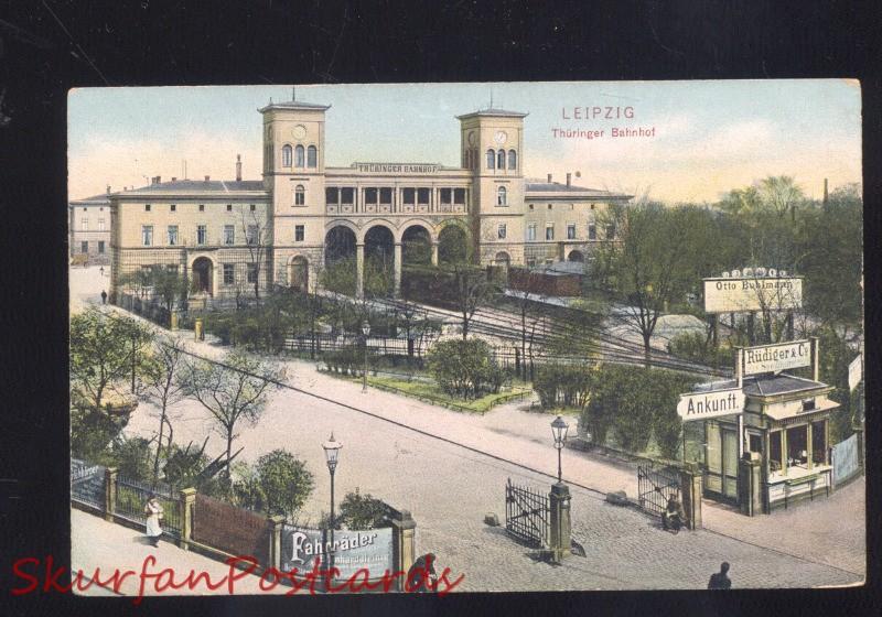 LEIPZIG GERMANY THURINGER BAHNHOF RAILROAD STATION DEPOT VINTAGE POSTCARD