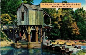 The Saw and Grist Mill New Salem State Park Lincoln's New Salem IL Postcard PC28