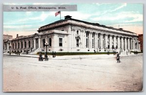 Minneapolis Minnesota~US Post Office~Flag~Streetlamps~CJ Hibbard PM 1915 PC