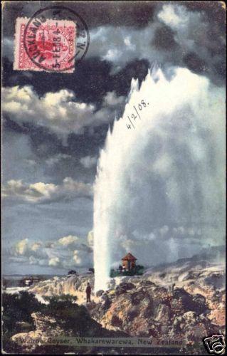 new zealand, WHAKAREWAREWA, Wairoa Geyser (1908) Stamp