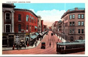 Maine Lewiston Trolley On Lisbon Street