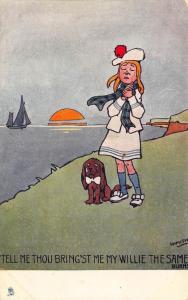 Raphael Tuck Highland Laddie Girl & Dog Signed Hamish Postcard