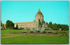 Capitol Building & Fountain Olympia Washington WA UNP Unused Chrome Postcard G4
