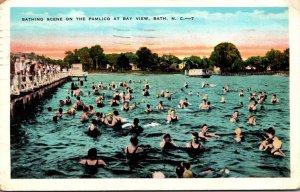 North Carolina Bath Bathing Scene On The Pamlico At Bay VIew 1936