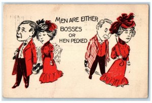 1907 Men Are Either Bosses Or Hen Pecked Yorkville Illinois IL Antique Postcard