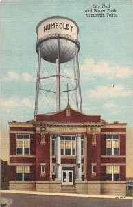 J39/ Humboldt Tennessee Postcard Linen City Hall Water Tower Tank 85