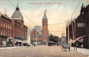 Spadina Toronto Canada College Street Scene Historic Antique Postcard K15354