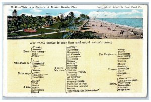 1936 Choosing Right Word This is a Picture of Miami Beach Florida FL Postcard