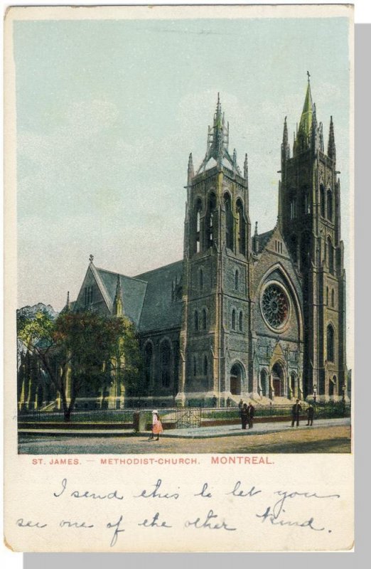 Montreal, Quebec, Canada Postcard, St James Methodist Church, 1908!