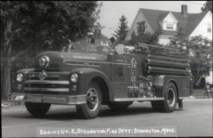 Stoughton MA Fire Engine #2 c1950s Real Photo Postcard