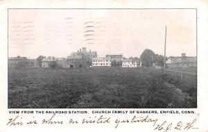 View from the Railroad Station, Church Family Enfield, CT USA Shaker 1907 lig...