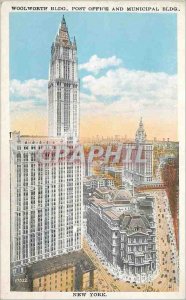 Postcard Old Woolworth Bldg Post Office and Municipal BLDG