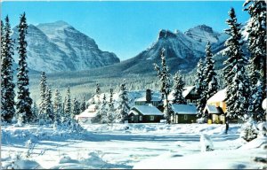 Canadian Rockies Post Hotel Lake Louise Alberta Winter Vintage Unposted Postcard 