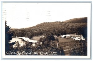 1932 Bird's Eye View Pikes-By-Me Lake Bristol NH RPPC Posted Photo Postcard