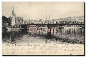 Postcard Liege Old Bridge and Main Post Office