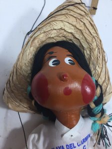 HANDMADE PUPPET HISPANIC Playa. Del Carmen CULTURE STRINGED WITH SOMBRERO