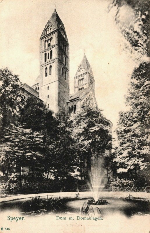 Germany Speyer Dom Anlagen Spiers Vintage Postcard 03.68