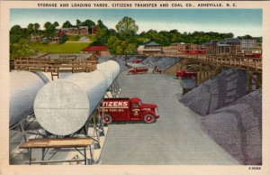 Asheville North Carolina Citizens Transfer and Coal Co Yards Linen Postcard X2