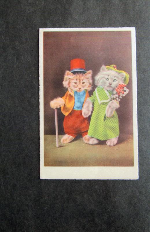 Dressed Up Cats / Kittens Vtg Postcard Anthropomorphic Unused Vintage