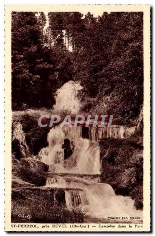 St Ferreol near Revel Old Postcard Waterfalls in the park